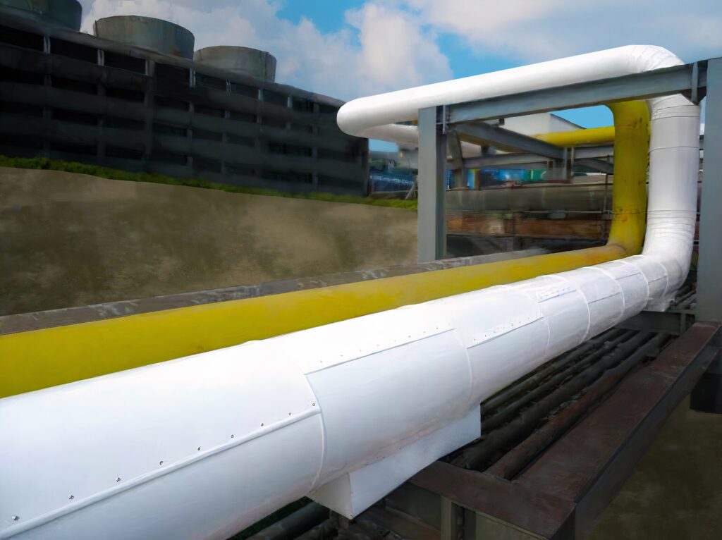 Lamitherm thermal insulation installed on an industrial pipe system